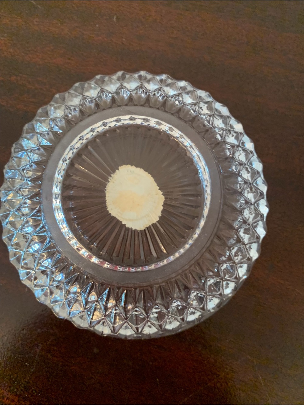 Cut Glass Round Trinket Dish - Clear Crystal Look